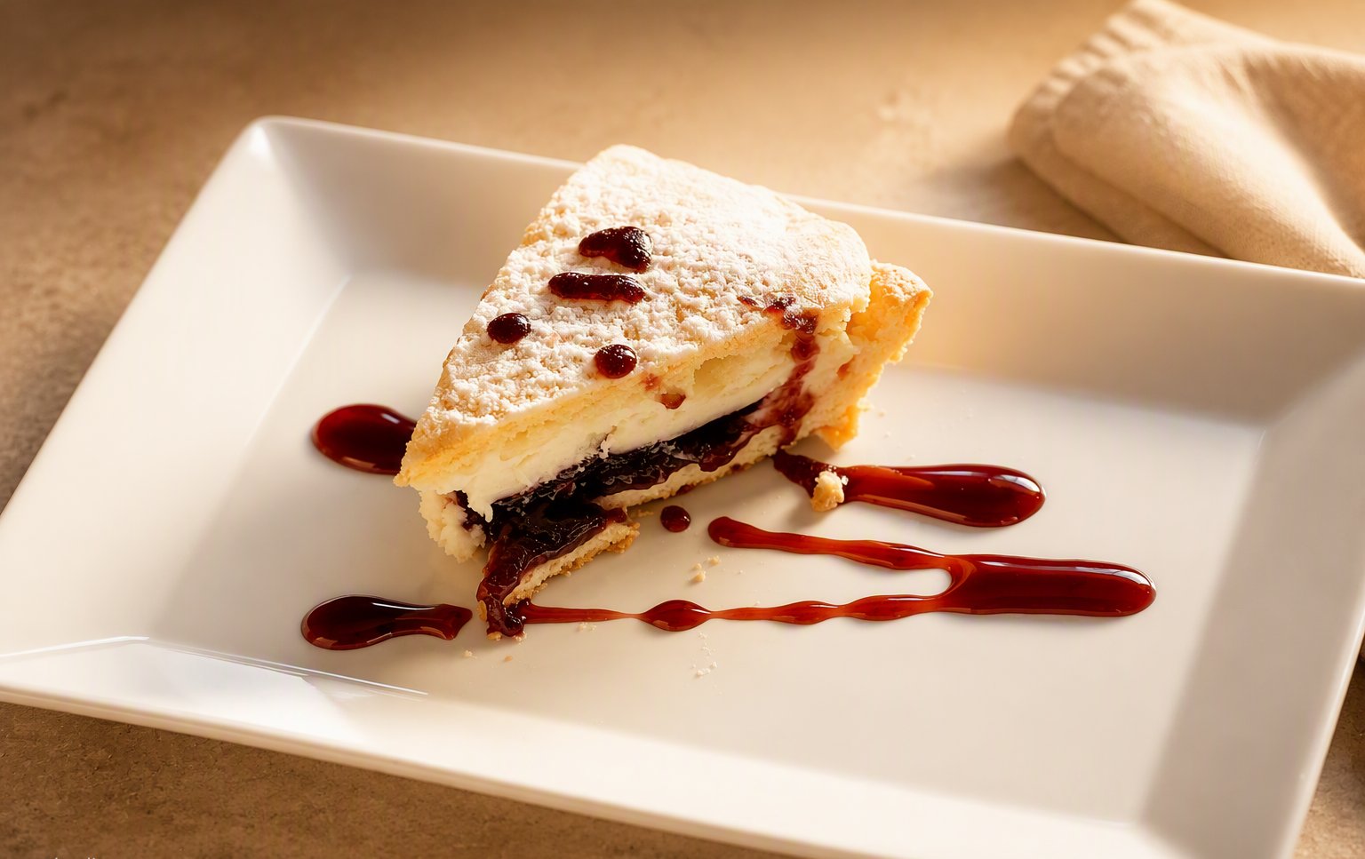 Torta papalina con salsa di visciole